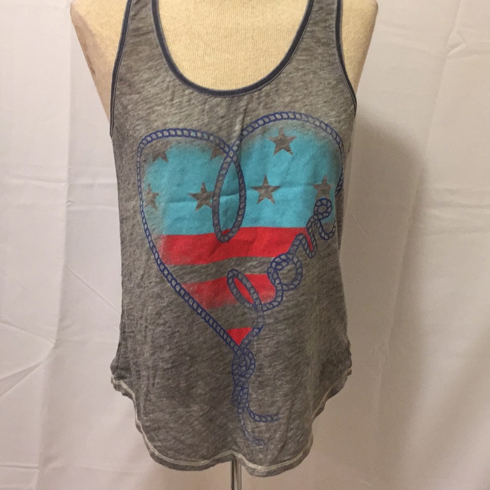 Vintage look American Flag Heart Tank